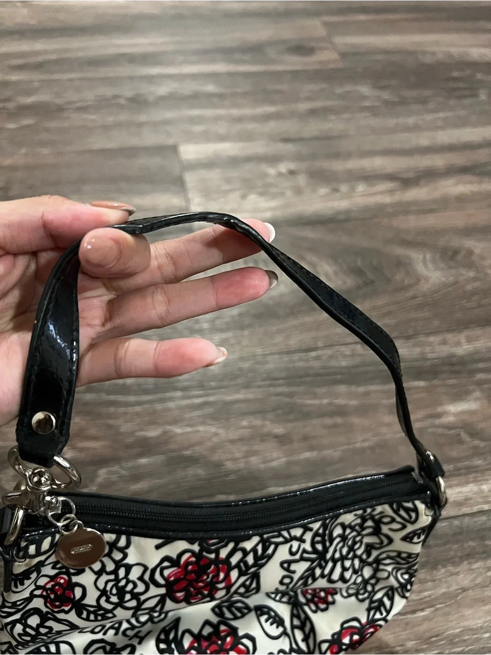 Coach Poppy Floral Graffiti Print Satin Shoulder Bag